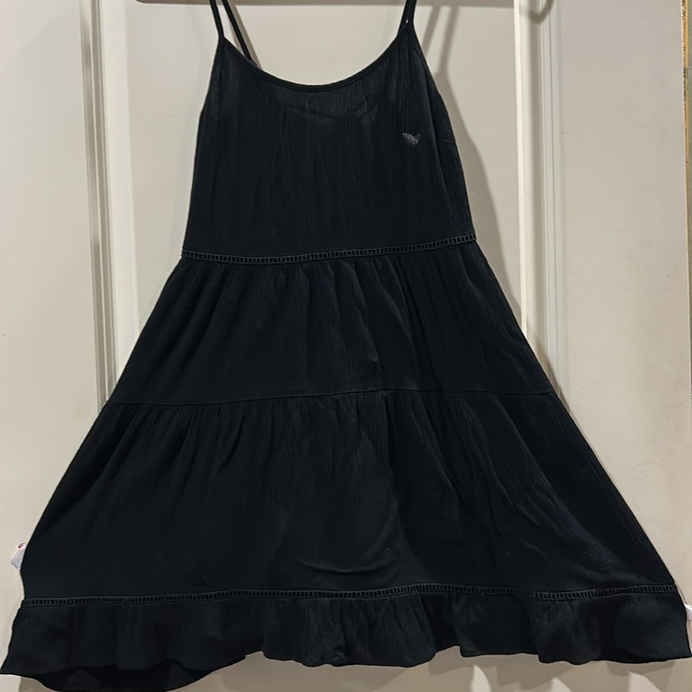 H&M Divided spaghetti strap crisscross mini ruffle sheer dress lace detail sz 4